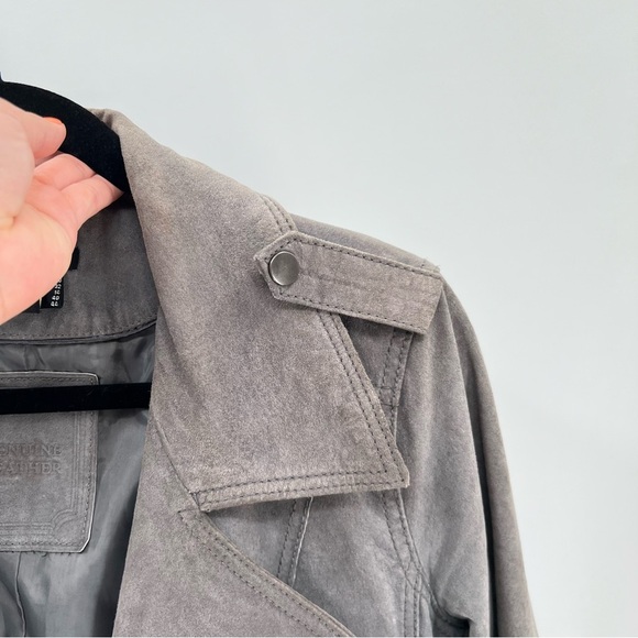 CASTRO Leather jacket genuine leather moto jacket green grey color - Picture 9 of 16